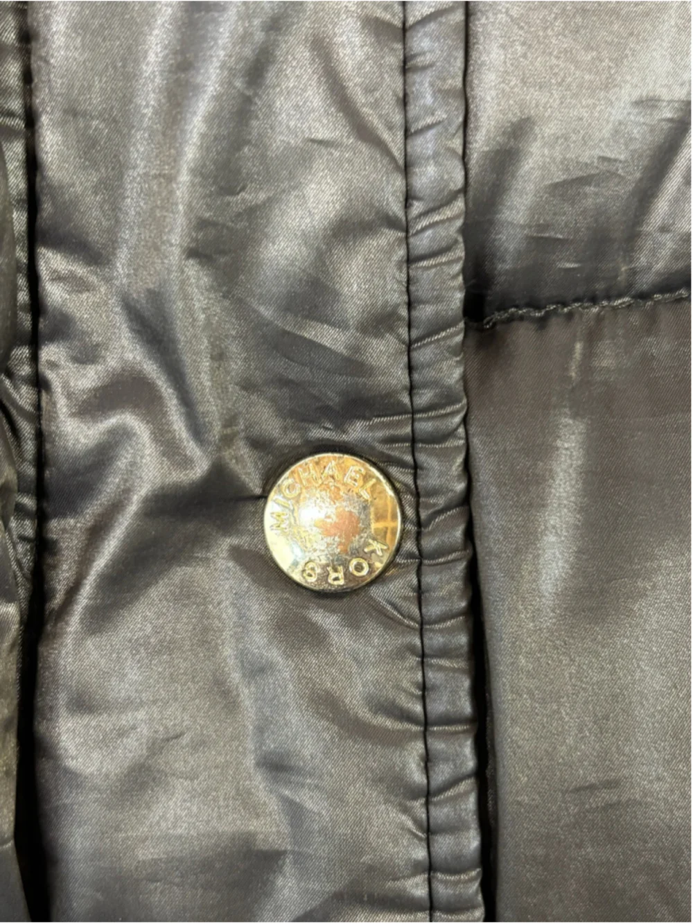 Women's Michael Kors Packable Puffer Jacket Brown Bronze Gold Hardware Large